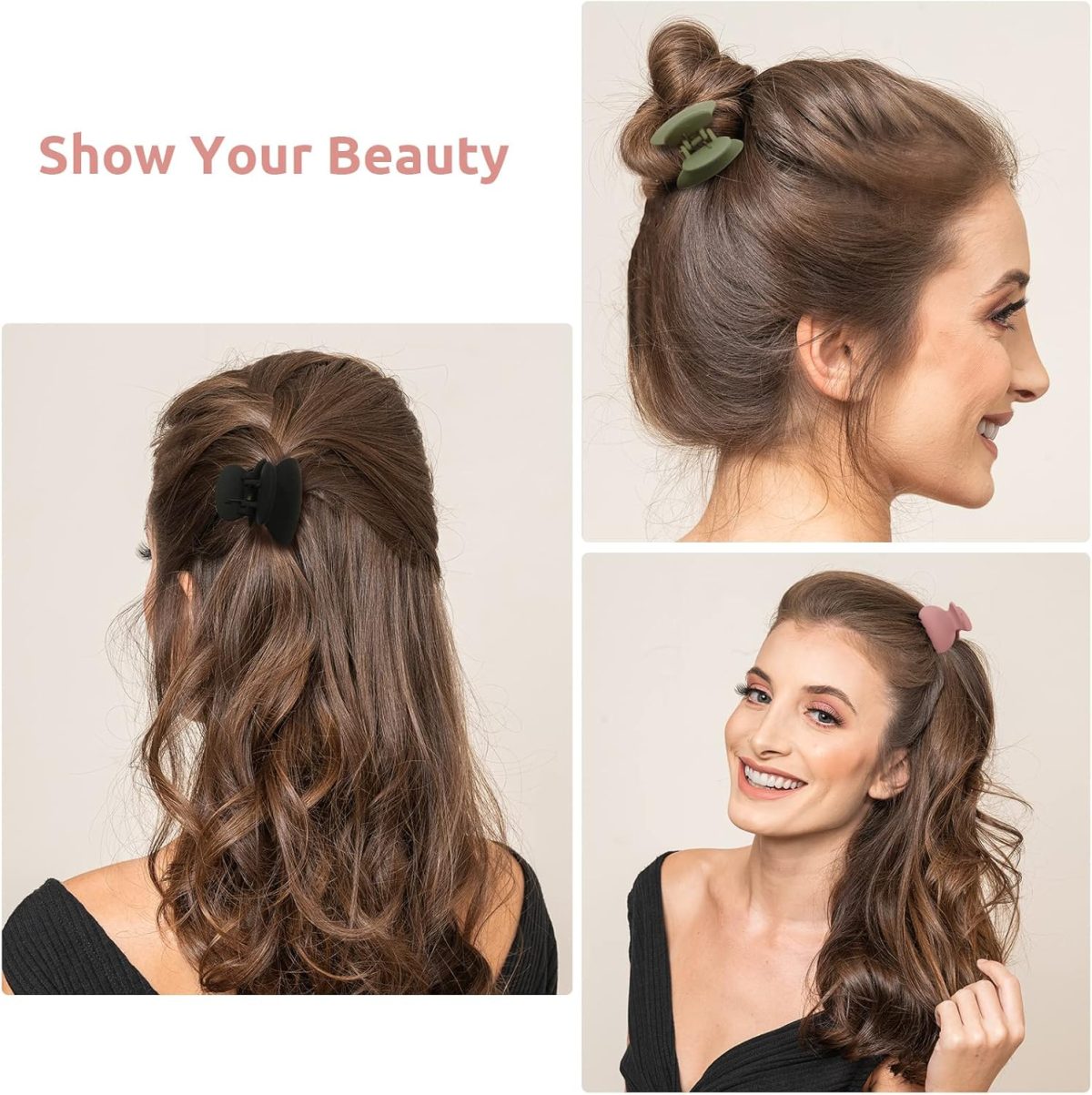 ⁦12 Pcs Lolalet Small Hair Claw Clips, 1.57 Inch Nonslip Medium Hair Claw Clips Half Hair Clamps for Thin Fine Hair, Acrylic Strong Hold Jaw Clip for Women Girls Kids⁩ - الصورة ⁦4⁩
