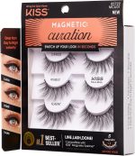 ⁦KISS Magnetic Curation False Eyelashes, 3 Pair with 5 Double Strength Magnets, Wind Resistant, Dermatologist Tested, Last Up To 16 Hours, Reusable Up To 15 Times in 3 Styles, Black, 3 Count⁩ - الصورة ⁦4⁩
