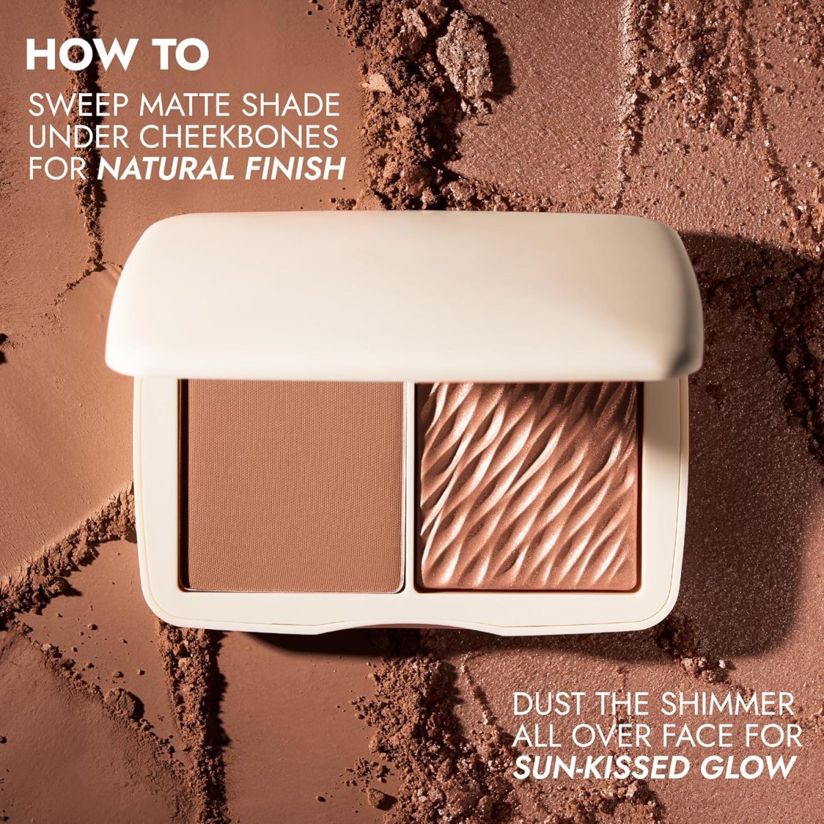 ⁦Azonee Monochromatic Bronzer Duo with Highlighting Brush, Suntan Bronze, Soft Matte & Luminous Finish, Achieve Custom High-Impact Bronze Glow⁩ - الصورة ⁦6⁩