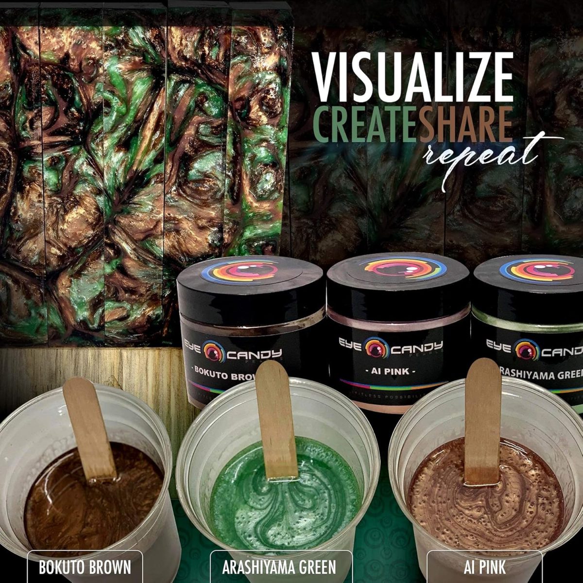 ⁦Eye Candy Bokuto Brown Mica Powder Pigment (25g) Multipurpose DIY Arts and Crafts Additive | Woodworking, Epoxy, Resin, Bath Bombs, Soap, Nail Polish, Lip Balm⁩ - الصورة ⁦4⁩