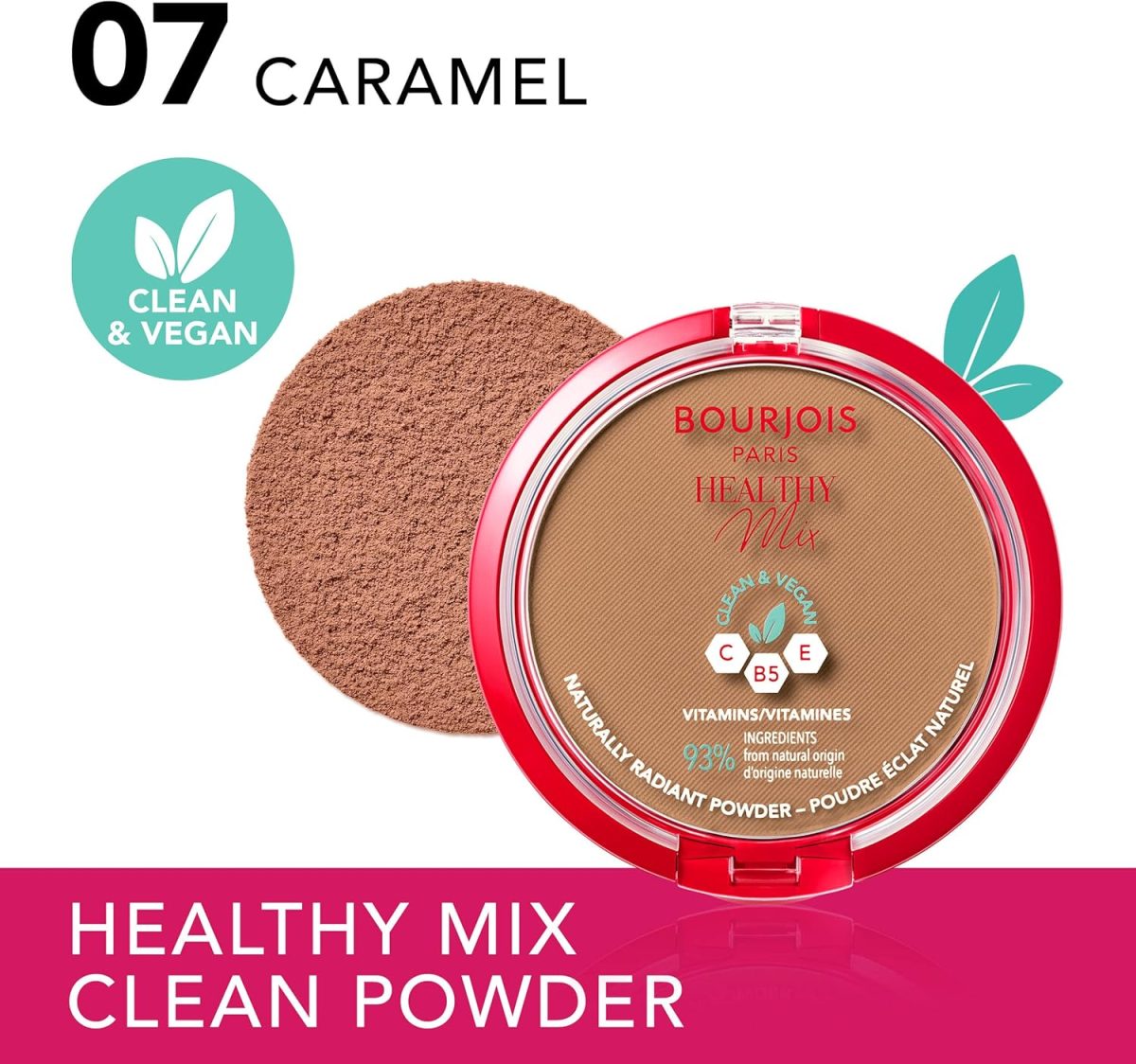 ⁦Bourjois Healthy Mix Clean Powder - 07 - Caramel, 10g⁩ - الصورة ⁦2⁩
