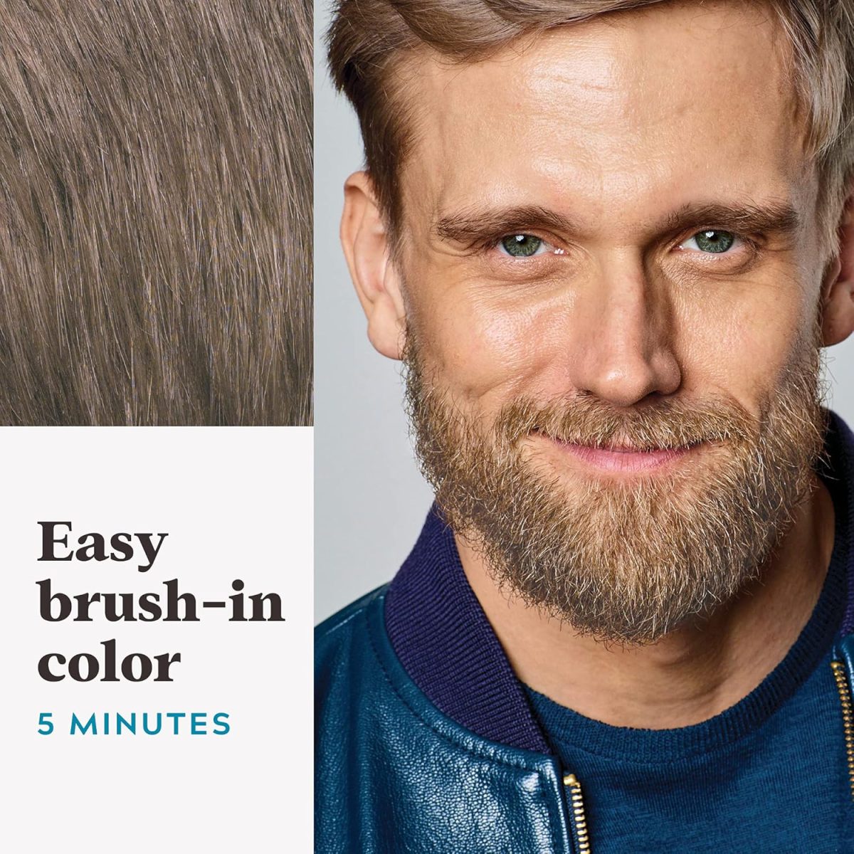 ⁦Just For Men Mustache & Beard, Beard Dye for Men with Brush Included for Easy Application, With Biotin Aloe and Coconut Oil for Healthy Facial Hair - Light Brown, M-25, Pack of 1⁩ - الصورة ⁦4⁩