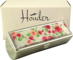 Houder Designer Lipstick Case with Mirror for Purse - Decorative Lipstick Holder with Gift Box - Velvet Lined - Protect Your Lipsticks in Style (Red Roses)