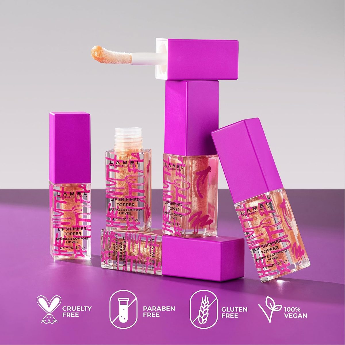 ⁦Lamel The Myth of Utopia Lip Gloss Topper - Lipstick Colour Enhancer and Protection - Cruelty Free - N. 401⁩ - الصورة ⁦6⁩