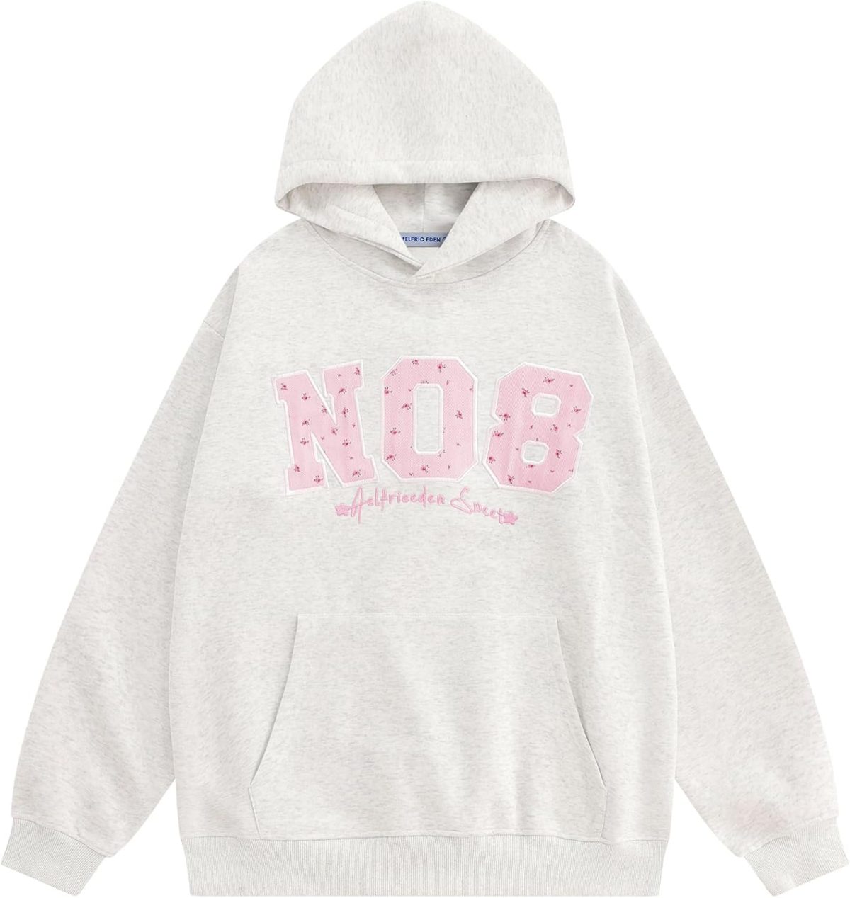 ⁦Aelfric Eden Womens Oversized Graphic Hoodies Y2k Flower Embroidery Number Print Pullover Hooded Sweatshirt Unisex⁩ - الصورة ⁦1⁩