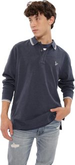 American Eagle Mens U-0176-3079-472 P-Intl L/S Polo Heather