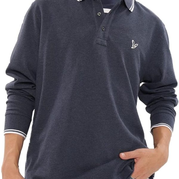 American Eagle Mens U-0176-3079-472 P-Intl L/S Polo Heather
