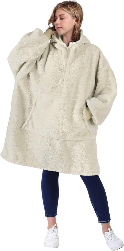 Catalonia Oversized Blanket Hoodie Sweatshirt Fleece Pullover with Large Front