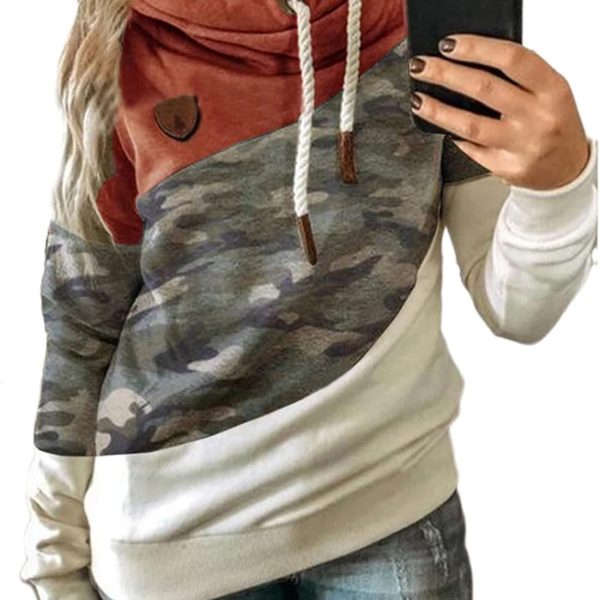 FYTVHVB Womens Cowl Neck Pullover Hoodie Casual Color Block Long Sleeve Drawstring Sweatshirt Jumper Tunic Lightweight Fleece Tops S-5XL