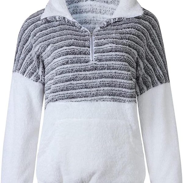 Furry Jacket for Women, Autumn Winte Warm Women Fleece Jacket，Plus Size Hooded Sweatshirts Outdoor Fleece Coat ，Hoody Blouses Leunlee (Color : Black, Size : 5XL)