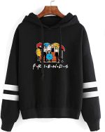 KASTWAVE Friends Hoodies for Women, Long Sleeve Drawstring Fleece Letters Print Hooded Pullovers Autumn Fashion Warm Sweatshirts Casual Loose Blouses Gift for Friends