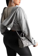 ⁦PRIVIMIX Women's Half Zipper Corset Top Long Sleeve Cropped Hoodie Solid Deep V-Neck Casual Workout Jacket Sweatshirt⁩ - الصورة ⁦2⁩