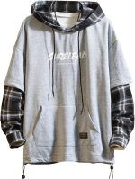 Patchwork Hoodies Men Letter Print Streetwear Hoodie Men Sweatshirt