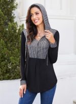 ⁦Siddhe Pullover Women's Elegant Hoodie Zip Up Tunic Women's Long Sleeve Blouse Hoodie Tops Jumper with Hood Long Shirt Long Sweatshirt A-line Loose Tops, Houndstooth 3XL⁩ - الصورة ⁦2⁩