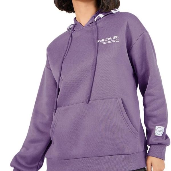 Styli Women Longline Printed Hoodie With Front Pocket