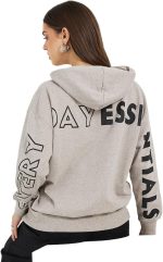 Styli Women Oversized Longline Dropped Shoulder Hoodie With Back Print