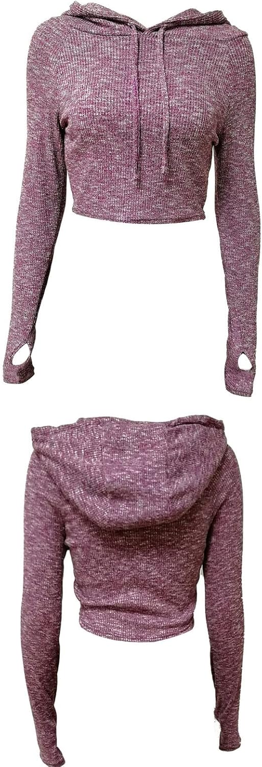 ⁦TOEE Women Sweatshirts Knitted Top Women Round-Neck Loose Long-Sleeved Short Running Hoodie Autumn Winter Sports Tops Yoga Clothes Sportswear (Color : Gray, Size : Small)⁩ - الصورة ⁦2⁩