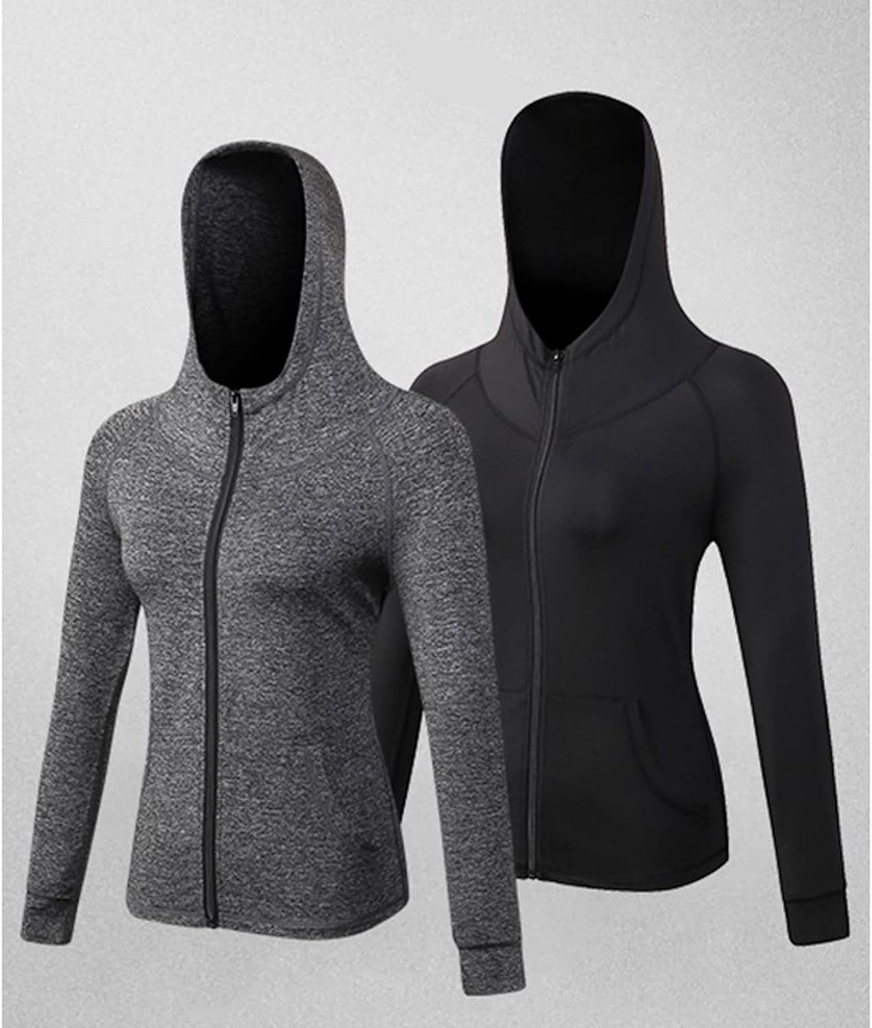 ⁦TOEE Women Sweatshirts Women Sports Running Jackets Gym Hoodies Long Sleeve Yoga Jacket Breathable Yoga Top Women Sport Shirt Outdoor Jogging Jackets (Color : Gray, Size : XX-Large)⁩ - الصورة ⁦2⁩