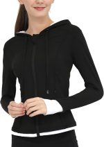 TOEE Women Sweatshirts Women's Loose Running Jacket Long Sleeve Yoga Shirts With Zipper Thumb Holes Casual Elastic Sport Coat Top Gym Sports Hoodies (Color : Black, Size : X-Large)