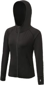 TOEE Women Sweatshirts Women's Running Jacket Clothes Long Sleeve Running Hoodie Yoga Gym Fitness Tight Tops Quick-Dry Breathable Sports Coat (Color : Black, Size : XX-Large)