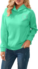 Women's Fashion Rhinestone Sweatshirt Autumn Winter Solid Color Personality Back Hollow Rhinestone Pullover Hoodies Color2 XL