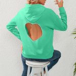 ⁦Women's Fashion Rhinestone Sweatshirt Autumn Winter Solid Color Personality Back Hollow Rhinestone Pullover Hoodies Color2 XL⁩ - الصورة ⁦2⁩