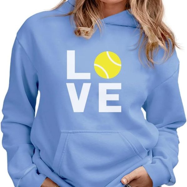 تي ستارز سويت شيرت Love Tennis هدية لمشجعي التنس لاعب التنس رائع المرأة هوديي متوسط كاليفورنيا الأزرق