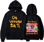 سترة بقلنسوة للرجال والنساء للأزواج مطبوع عليها Bad Bunny Merch un verano sin ti