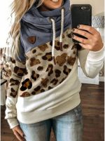 ⁦FYTVHVB Womens Cowl Neck Pullover Hoodie Casual Color Block Long Sleeve Drawstring Sweatshirt Jumper Tunic Lightweight Fleece Tops S-5XL⁩ - الصورة ⁦2⁩