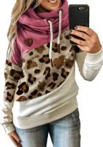 FYTVHVB Womens Cowl Neck Pullover Hoodie Casual Color Block Long Sleeve Drawstring Sweatshirt Jumper Tunic Lightweight Fleece Tops S-5XL