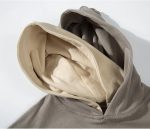 ⁦HLGLQZ Fake 2 Hoodies Double Hooded Hollow Out Stitching Pullover Sweatshirt Harajuku Vintage Pullover Oversize Sweater with Pocket⁩ - الصورة ⁦4⁩