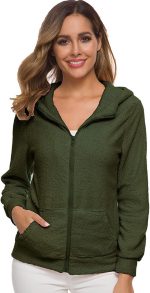 ⁦TOEE Women Sweatshirts Autumn Winter Warm Jacket Women Hooded Casual Female Hoodies Sweatershirt Zipper Coat Solid Soft Fleece Women Coat (Color : White, Size : XXXX-Large)⁩ - الصورة ⁦7⁩