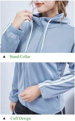 ⁦TOEE Women Sweatshirts Sports Running Jackets Womens Zipper Gym Yoga Hoodies Long Sleeve Breathable Fitness Workout Jogging Sportswear Tops (Color : Purple, Size : X-Large)⁩ - الصورة ⁦5⁩