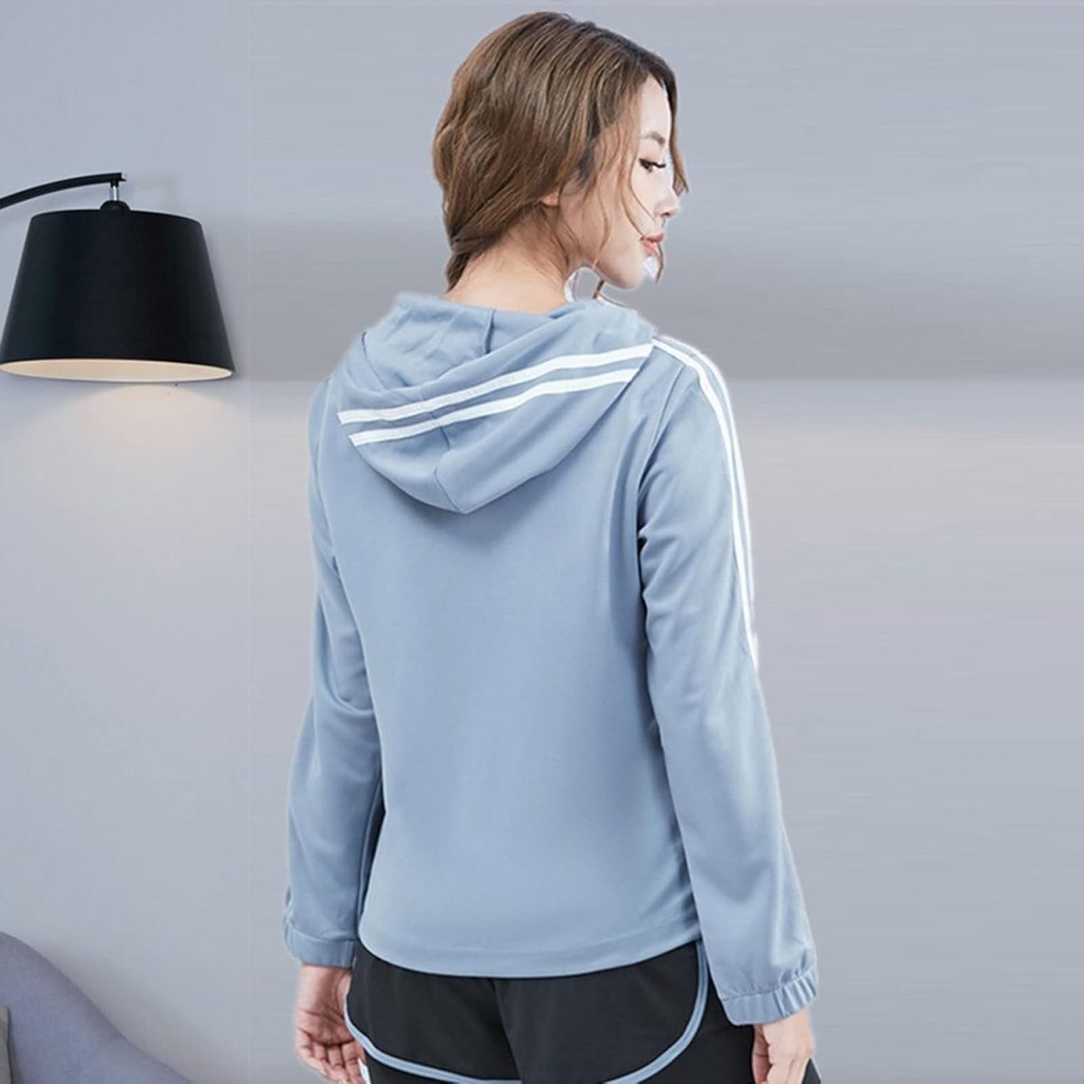 ⁦TOEE Women Sweatshirts Sports Running Jackets Womens Zipper Gym Yoga Hoodies Long Sleeve Breathable Fitness Workout Jogging Sportswear Tops (Color : Purple, Size : X-Large)⁩ - الصورة ⁦7⁩
