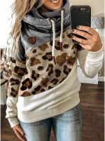 ⁦FYTVHVB Womens Cowl Neck Pullover Hoodie Casual Color Block Long Sleeve Drawstring Sweatshirt Jumper Tunic Lightweight Fleece Tops S-5XL⁩ - الصورة ⁦2⁩