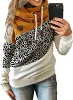 FYTVHVB Womens Cowl Neck Pullover Hoodie Casual Color Block Long Sleeve Drawstring Sweatshirt Jumper Tunic Lightweight Fleece Tops S-5XL