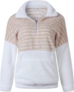HOT BODY Flannel Jacket Autumn Winte Warm Women Fleece Jacket，Plus Size Hooded Sweatshirts Outdoor Fleece Coat ，Hoody Blouses (Color : Beige, Size : Medium)
