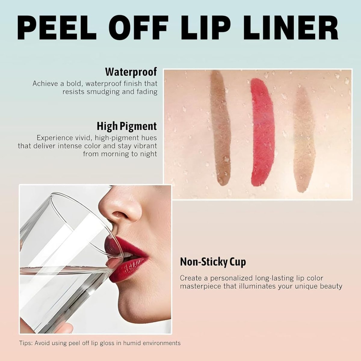 ⁦AmiCera Lip Stain Peel Off, Brown Lip Liner, Lip Tattoo Peel Off Long Lasting Waterproof Lip Tint, Natural Matte Highly Pigmented Transfer Proof Lipstick Lipstain, Dark Brown⁩ - الصورة ⁦4⁩