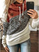 ⁦FYTVHVB Womens Cowl Neck Pullover Hoodie Casual Color Block Long Sleeve Drawstring Sweatshirt Jumper Tunic Lightweight Fleece Tops S-5XL⁩ - الصورة ⁦2⁩