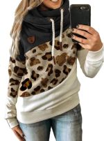 FYTVHVB Womens Cowl Neck Pullover Hoodie Casual Color Block Long Sleeve Drawstring Sweatshirt Jumper Tunic Lightweight Fleece Tops S-5XL
