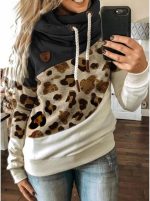 ⁦FYTVHVB Womens Cowl Neck Pullover Hoodie Casual Color Block Long Sleeve Drawstring Sweatshirt Jumper Tunic Lightweight Fleece Tops S-5XL⁩ - الصورة ⁦2⁩