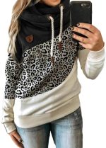 FYTVHVB Womens Cowl Neck Pullover Hoodie Casual Color Block Long Sleeve Drawstring Sweatshirt Jumper Tunic Lightweight Fleece Tops S-5XL