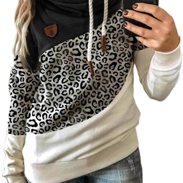 FYTVHVB Womens Cowl Neck Pullover Hoodie Casual Color Block Long Sleeve Drawstring Sweatshirt Jumper Tunic Lightweight Fleece Tops S-5XL