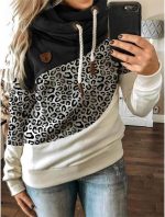⁦FYTVHVB Womens Cowl Neck Pullover Hoodie Casual Color Block Long Sleeve Drawstring Sweatshirt Jumper Tunic Lightweight Fleece Tops S-5XL⁩ - الصورة ⁦2⁩