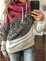 ⁦FYTVHVB Womens Cowl Neck Pullover Hoodie Casual Color Block Long Sleeve Drawstring Sweatshirt Jumper Tunic Lightweight Fleece Tops S-5XL⁩ - الصورة ⁦2⁩