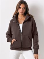 ⁦ANRABESS Women Hoodies Fleece Lined Full Zipper Sweatshirts Long Sleeve Crop Tops Clothes Sweater Thumb Hole⁩ - الصورة ⁦8⁩