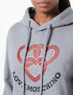 ⁦Love Moschino Women's Regular Fit Hoodie with Chained Hearts Print Sweatshirt⁩ - الصورة ⁦3⁩