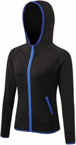 TOEE Women Sweatshirts Women's Running Jacket Clothes Long Sleeve Running Hoodie Yoga Gym Fitness Tight Tops Quick-Dry Breathable Sports Coat (Color : Blue, Size : Large)