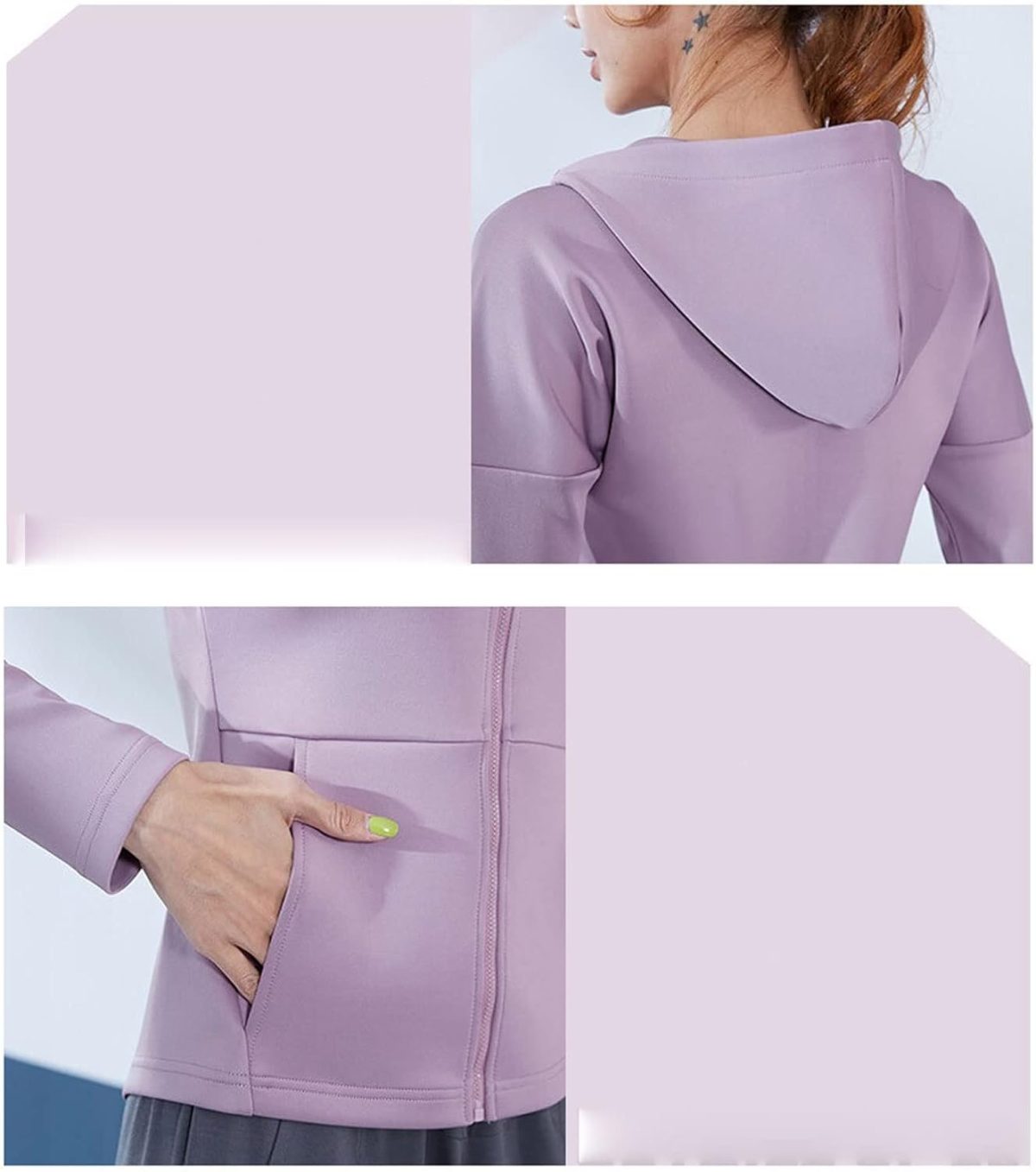 ⁦TOEE Women Sweatshirts Autumn Winter Sports Running Jackets Women Zipper Gym Yoga Hoodies Fitness Training Workout Jogging Outerwear Sportswear Top (Color : Gray, Size : Small)⁩ - الصورة ⁦4⁩
