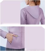 ⁦TOEE Women Sweatshirts Autumn Winter Sports Running Jackets Women Zipper Gym Yoga Hoodies Fitness Training Workout Jogging Outerwear Sportswear Top (Color : Gray, Size : Small)⁩ - الصورة ⁦4⁩